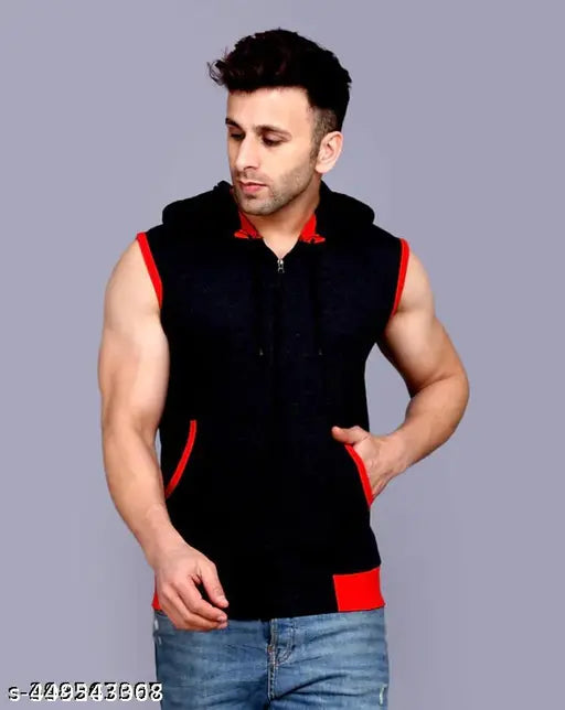 Men's sleeveless cotton regular t-shirt, solid color, size M (38in x 26.5in), made in India