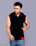 Men's sleeveless cotton regular t-shirt, solid color, size M (38in x 26.5in), made in India