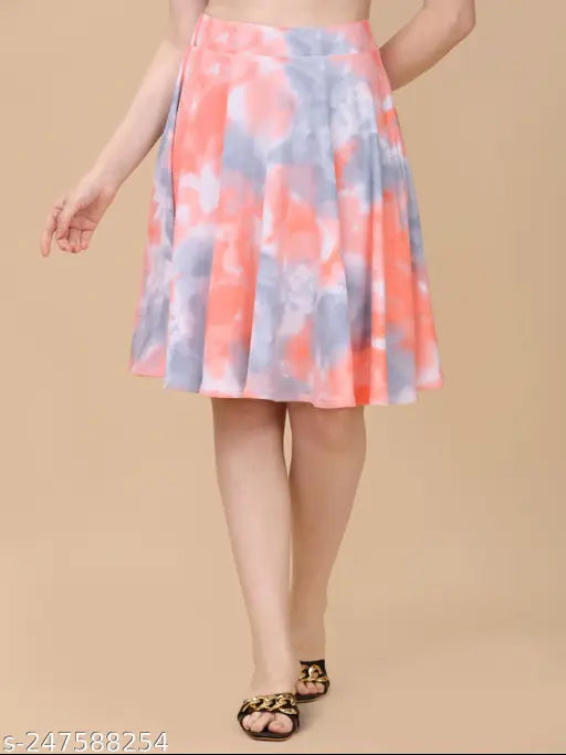Multi-colored flared skirt with a high waist