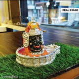 Handcrafted Shiva Linga Mahakaleshwar Jyotirlinga idol, made in India, 12cm tall resin figurine for puja, car dashboard showpiece, durable and waterproof