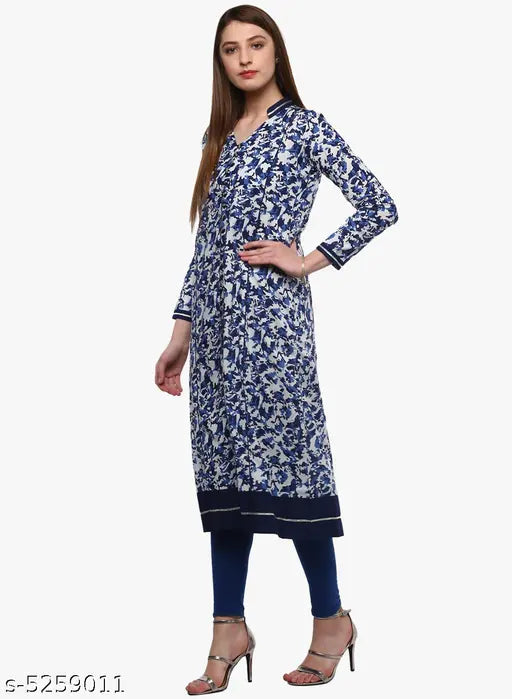 Cotton abstract printed high-slit kurti, long sleeves, single-size available XS to 9XL. Indian handcrafted fashion