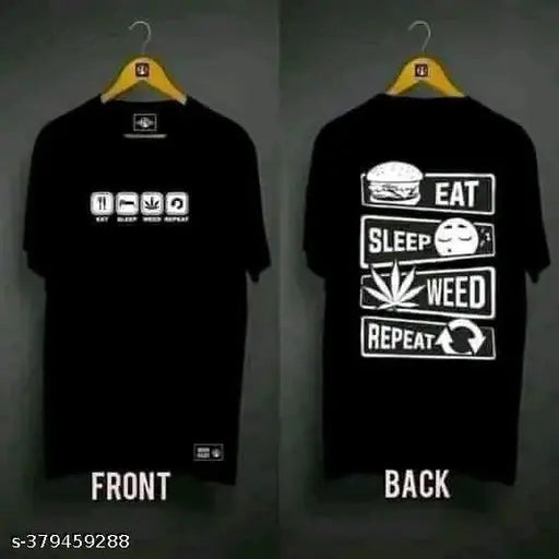 Cotton blend size T-shirt with printed net design, featuring the brand EAT Black Ower. Short sleeves in various sizes from S to XL, made in India." (124 characters)