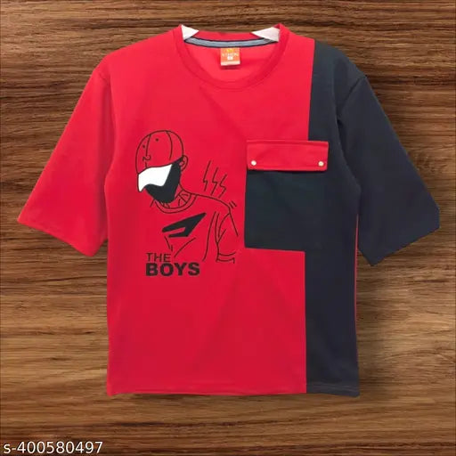 Trending short-sleeve cotton blend 5 sleeve t-shirts, printed pattern, sizes S-L, India origin