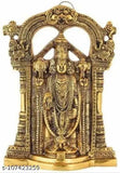 Gold-plated Tirupati Balaji home decorative piece, white metal, traditional Indian design, 24cm length