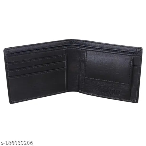 Textured faux leather men's trendy wallet, durable and well-crafted, featuring 4 card slots, 2 secret pockets, and 2 zip compartments. Made in India