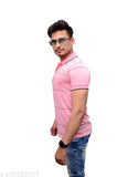 Pink cotton polo t-shirts pack 2, horizontal stripes design, men's casual wear from Maleno's summer collection