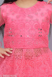 Embroidered net Lahenga Choli for girls, Indian mirror work dress for special events (5-10 years)