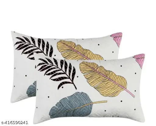 Multicolor, heavy-quality, 5pc bedsheet set (1King, 2 embroidered pillow covers, 2 cushion covers) with botanical print, ideal for summer, adult use