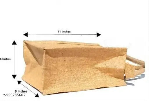 Medium-sized jute tiffin bag set with zip closure, pack of 5