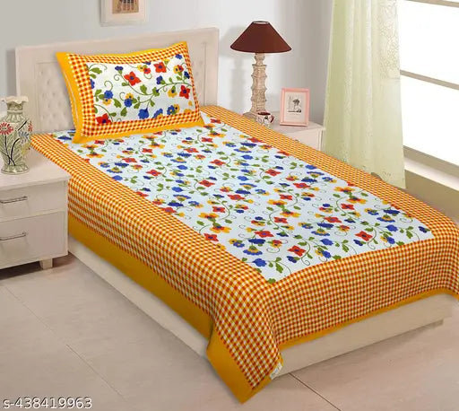 Single Bed Bedsheet Combo Pack Jaipuri cotton single bedsheet combo 2 bedsheet with 2 pillow cover