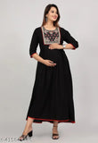 Black embroidered maternity kameez, long skirt
