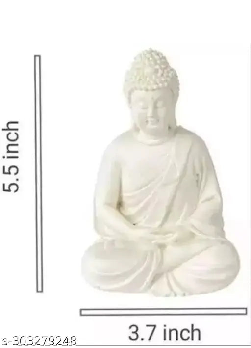 Poly Resin small Lord Buddha Meditation position statue, ideal for Living Room decor or gifting. Product dimensions: 9L x 7W x 14H cm (Country of origin: India)
