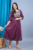 Anarkali rayon kurtis, embroidered printed combo, three-quarter sleeve, vibrant Indian fashion