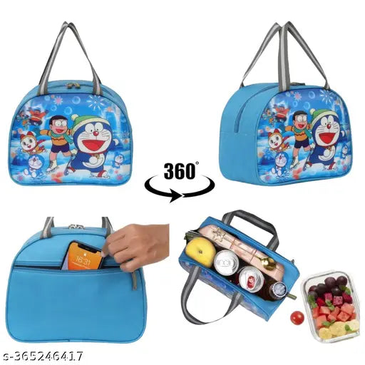 Blue polyester net unisex school bag combo (75L), includes tiffin and stationary bags, for 5-10 class students, free size, made in India