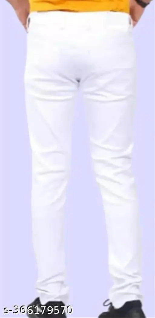 Cotton blend, plain white jeans for men from MOD MEN - Sizes 28, 30, 32, 34, 36 available