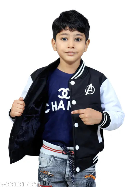 A young boy in a stylish ribbed jacket