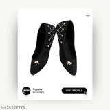 Black velvet ballet flats with embellished rhinestones - stylish and comfortable women's dance shoes from Trypairs on Gillkart