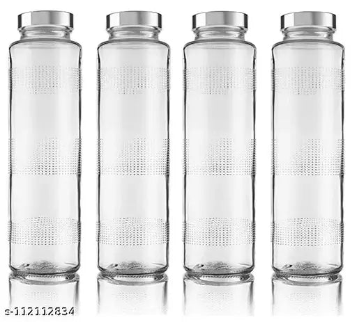 Clear glass water bottle (750ml), ideal for fridge use - single pack