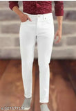 Cotton blend plain white jeans for men, size 28/30/32, flaying style from India