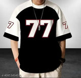 American retro sports cotton oversize t-shirt, three-quarter sleeves, printed hiphop design