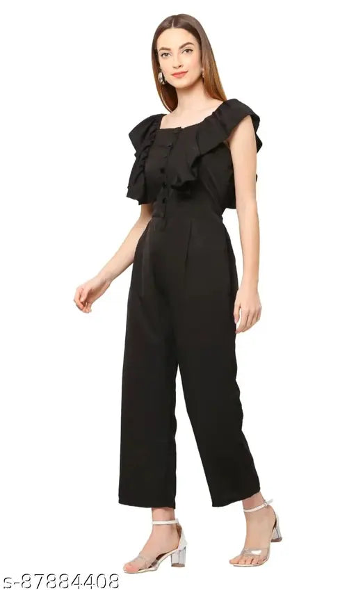 Women's poly crepe sleeveless jumpsuit, solid net, great for parties and events