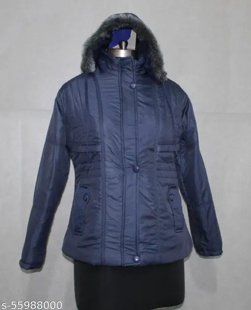 Women's solid polyester full-sleeve bomber jacket, perfect for chilly weather, India-made