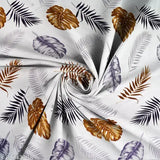 White Grey Wing New Leaf Premium Cotton Fitted Single Bedsheet, perfect for CoatDiwan 4x6 bed (150x225 cm). Ideal for summer and adults
