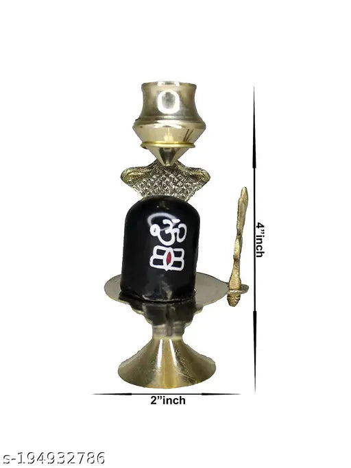 Black divine brass Shivling statue, 7cm x 10cm x 5cm for Hindu Pooja