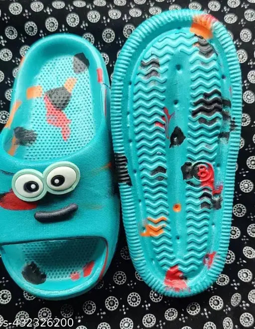 Cartoon printed EVA flip flop slipper for boys, solid net pattern, lightweight and durable design