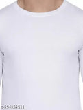 White striped full sleeves polyester T-shirt for men, crafted in India
