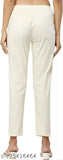 OffWhite solid cotton trouser pant with double pocket, perfect for trendy summer partywear and every season. Made from 100% Indian cotton, comfortable and graceful design