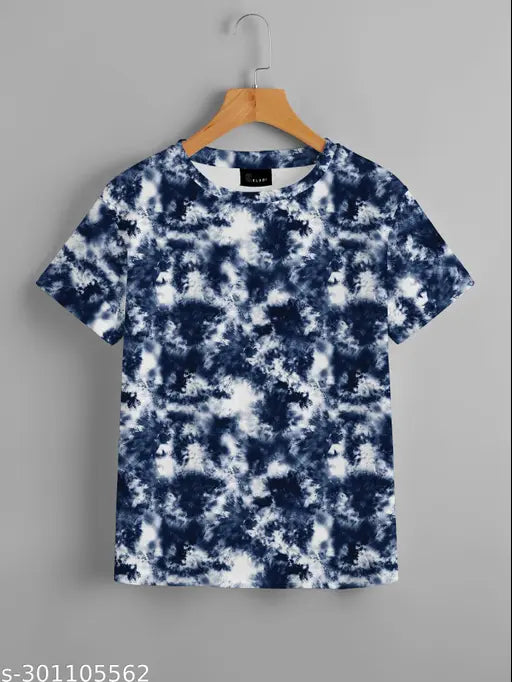 Womens blue tie dye t-shirt combo, perfect for regular fit and oversized styles