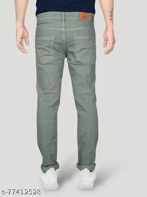 Black cotton men's jeans, regular fit, light olive color, size 28 or 40