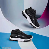 Black casual sneakers with white sole, high quality design for kids' outdoor activities, gym training, and daily wear