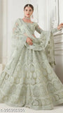 Embroidered net choli and dupatta set, latest Indian wedding lehenga free size with 42 inch waist and 42 inch length