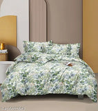 Cotton blend, king size elastic fitted double bedsheet with floral pattern & 2 pillow covers for 8-inch mattresses - ideal for summer
