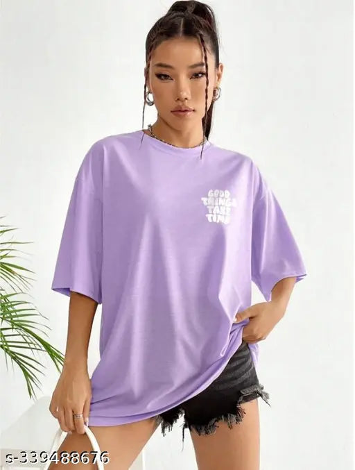 Beas Trend's Good Things Takes Time Printed Women Tshirt | Women's Half Sleeve Round Neck Oversized T-Shirt Tee Loose Casual Tshirt TEEs