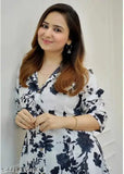 Rayon printed net kurti set with palazzos for women - stylish Indian fashion, three-quarter sleeves