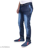 HardForce Stylish men's blue denim jeans with red accents on waistband