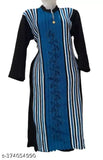 Blue and black striped kameez with embroidery