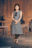 New cotton kurtis, checked pattern, three-quarter sleeves for kids' fashion (size 6-16 years), made in India