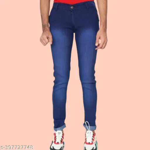 Trendzo men's casual dyed/washed denim jeans, very comfortable fit for sizes 24, 28, 30, and 32. Made in India