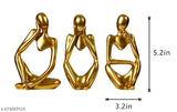 Modern resin gold abstract thinker statue set of 3 for home decor (13 cm x 6 cm), exquisite craftsmanship, perfect gift idea