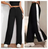 Black and white striped high-waisted joggers, women's sportswear pants for casual wear, pack of 2