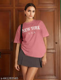 Pink New York t-shirt, women's oversized fashion
