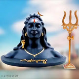 Resin Adiyogi Ji with Trishul idol, 7cm x 9cm x 8cm, for car dashboard and home decor (India origin)