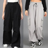 Classic retro polycotton women's trousers in solid net, two pieces, sizes XS, S, M from India
