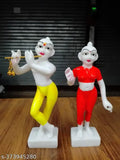 Multicolor marble dust Iskon Radha Krishna statue for home decor, pooja room, 8.5 inches tall