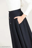 Black midi skirt, women's fashion, knee-length, solid color