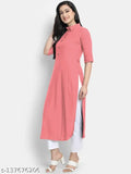 Women's solid rayon plain kurtis, three-quarter sleeves, single color, quality Indian product